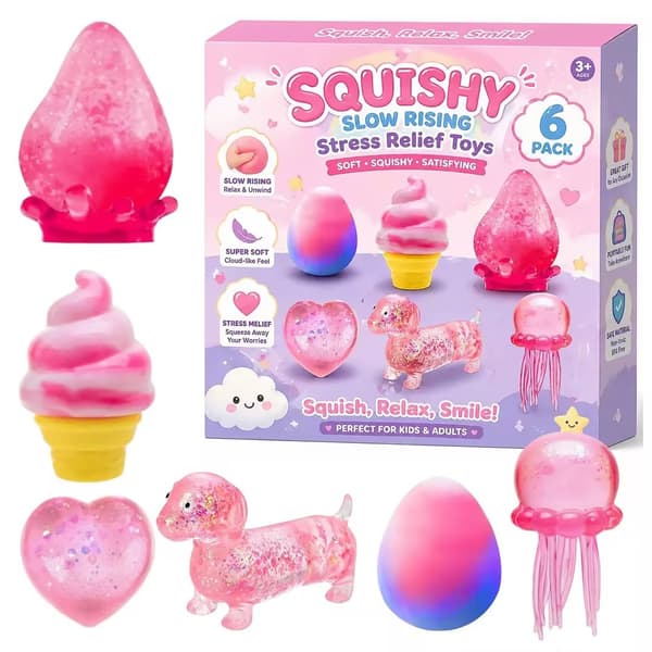 Blæksprutte Klemme Stressaflastende Legetøj Gaveæske med Ispind Fidget Cute Squeeze Set E