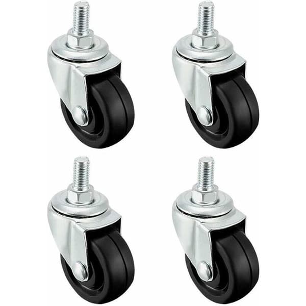 4-pack 40 mm rubber wheels with M8 threaded rod