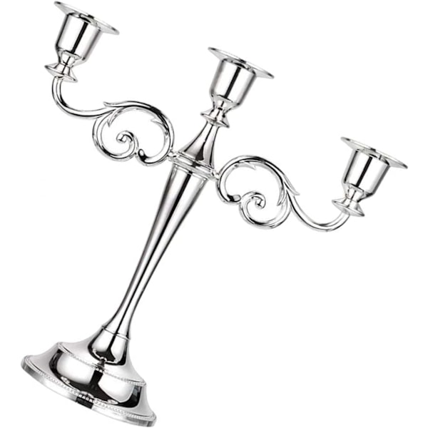 3-armet metallkandelaber lysestake sølv europeisk elegant lysestake lysestativ for bryllup middagsbordet jul fest hjeminnredning svart silver