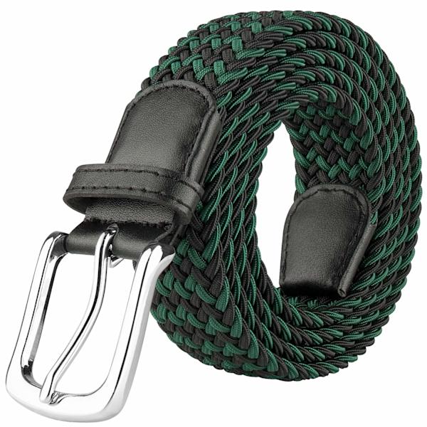 Elastiskt flätat bälte, stretchigt vävt bälte i presentask (svart 110 cm)