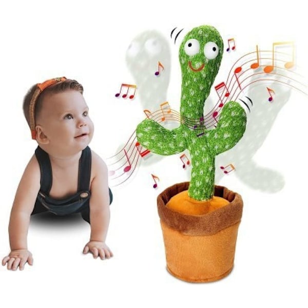 Dansende kaktusleketøy som snakker, gjentar det du sier, synger, danser, tar opp, LED (120 sanger) cactus