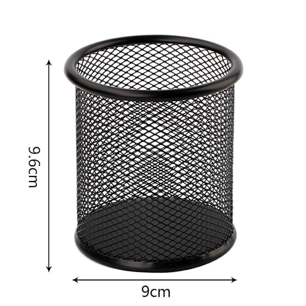 (Sort) 6-pak metal net penneholder til skrivebord