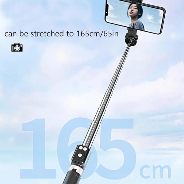 Selfie Stick, Ny 6 i 1 Bluetooth Selfie Stick med Lys, Foldbart Selfie Stick Stativ (Sort, Dobbelte Udfyldningslys)