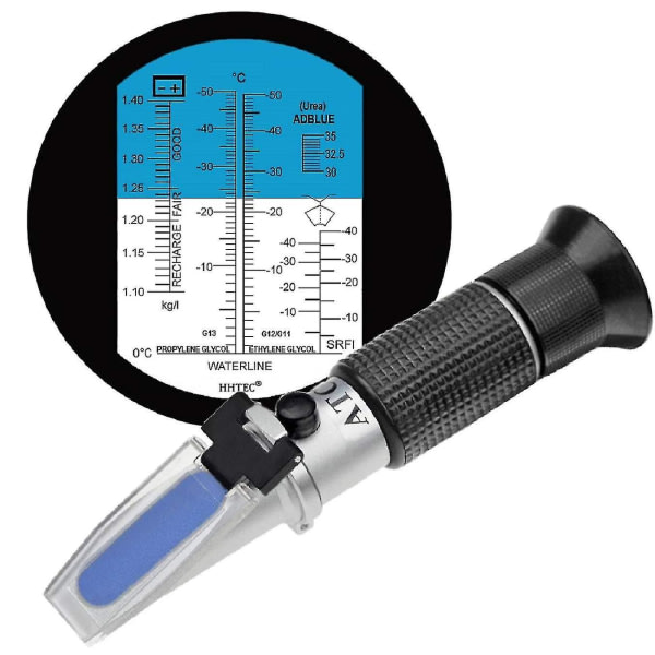 4-i-1 frostvæske refraktometer ethylenglycol, propylenglycol, til kølevands frysepunkt, diskvand, Adblue, batteri