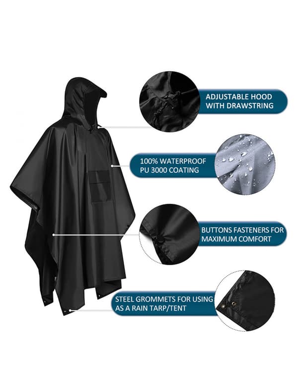 Udendørs Vandreregnfrakke Tre-i-én Poncho