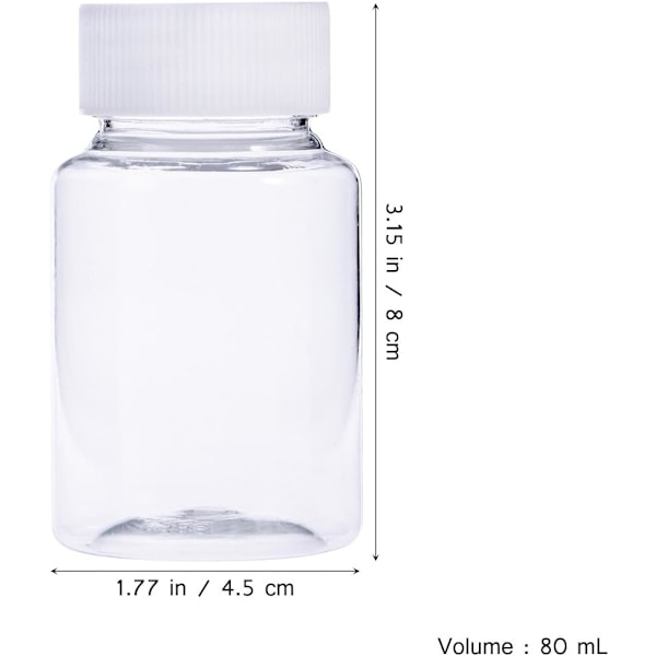 80ml Tomma Plastflaskor Klara Flaskor för Kemiska Mediciner