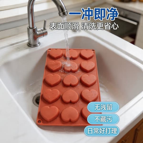 Hjerteformet silikonekageform, non-stick bageform til mousse og chokolade, fødevaregodkendt nem udløsning, 6 designs JR--302