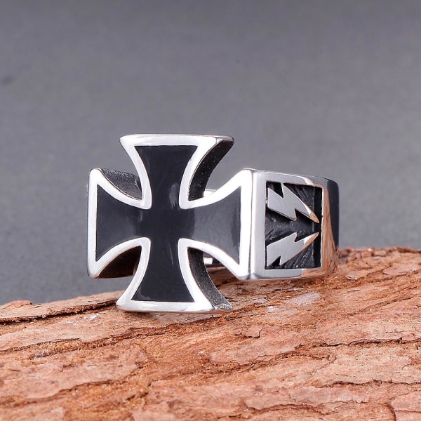 Herrering Titanium stål Epoxy Cross Ring Herre personlig ring