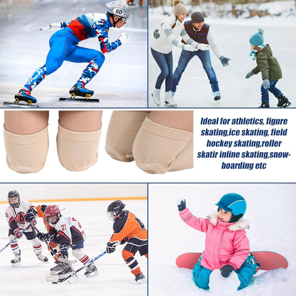 Par Knäskydd för Konståkning, Danska Knäskydd, Ishockey Knäskydd, Gel Knäskydd, Dämpning och Stöd, Andningsbara Knäskydd L Beige and Black