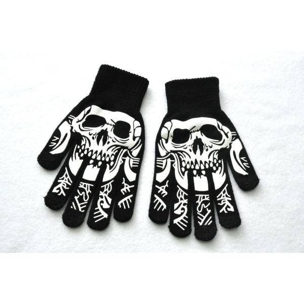 Halloween rekvisita Lysende hansker for vinter Håndvarmer Sklisikre Skrekk Håndbein Skull Grimase votte Unisex Hold Varme hansker