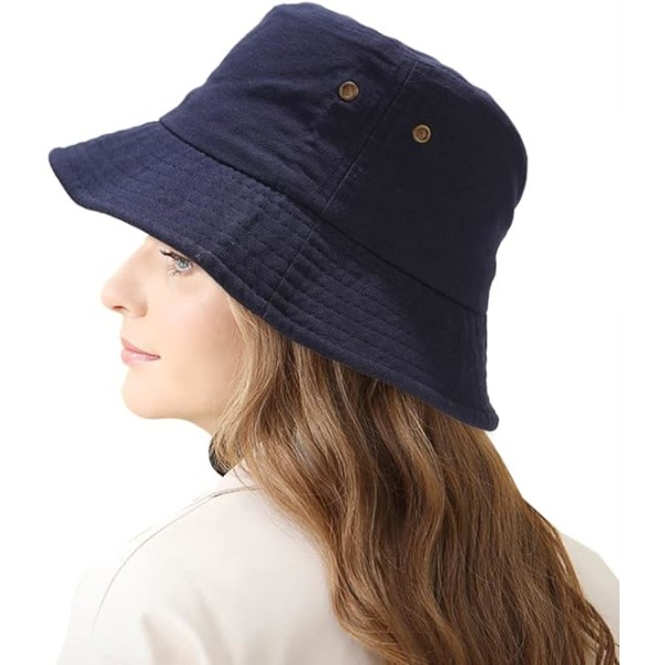 Bucket Hat Sommer Reise Strand Solhatt Fiskerhatter Cap for Kvinner Menn (Marineblå)