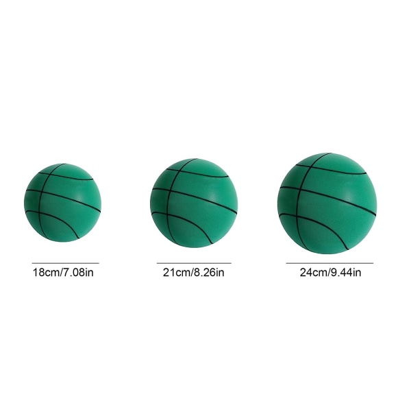 Handleshh Silent Basketball - Ensiluokkainen materiaali, hiljainen ja pehmeä vaahtomuovipallo, harjoitus- ja peliapu Green Green 24 cm