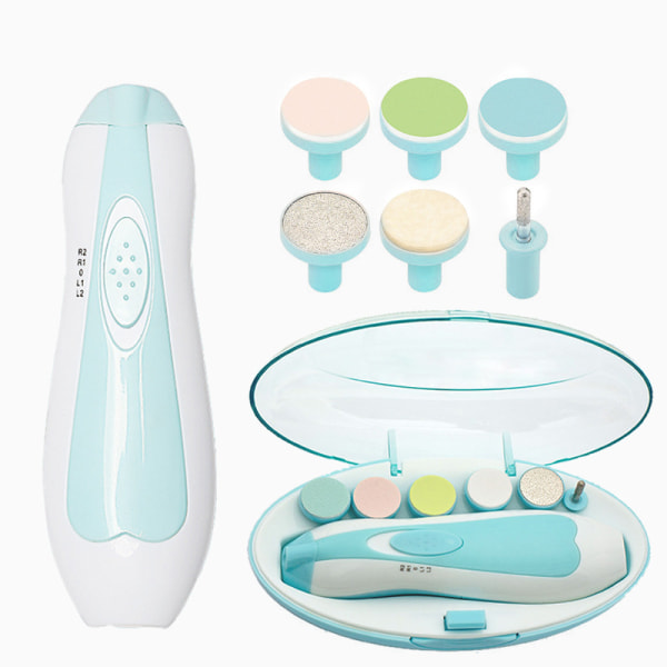 Manikyrverktyg, Elektriska nagelklippare för baby med LED-strålkastare och 6 sliphuvuden