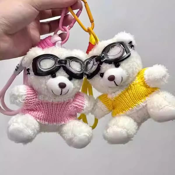 1 st Cartoon Brown Bear Doll Plush Keychain Bag Pendant DIY Accessories A2