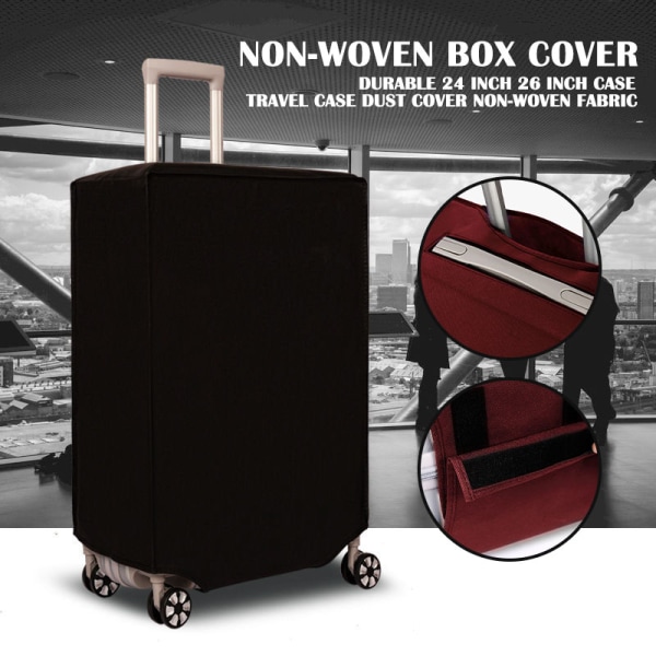 Ikke-vevd deksel Slitesterk anti-ripe koffertbeskyttelse Vanntett bagasjebeskyttelsesveske Svart Black 30 inches