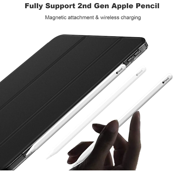 iPad Air 4 Fodral 2020 - iPad Air 4:e Generationens Fodral 10,9 tum Lättviktigt Slimmat Skydd Med Transparent Frostat Hårt Skal [Stöder Touch ID](Svart)_xx
