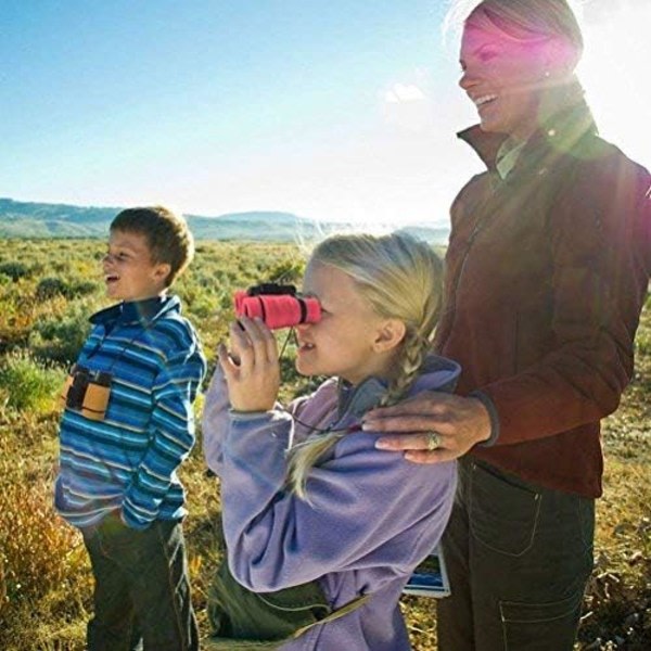 Gummi 4x30 mm lekekikkert for barn - Fugletitting - Pedagogisk læring - Jakt - Fotturer - Bursdagsgaver - Gaver til barn (rosa)