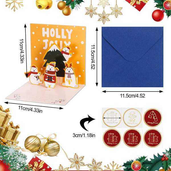 6 kpl pop up -kortti Jouluinen 3D-joulukortti uudelle vuodelle