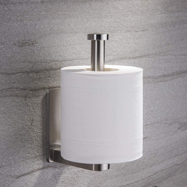 Selvklæbende toiletpapirholder - Badeværelses toiletpapirholder stander ingen boring Rustfrit stål børstet