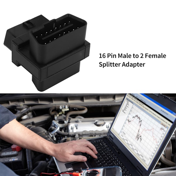 OBD2-sovitin 16-nastainen uros 2 naarasliitäntää Plug and Play -jakajaliitin diagnostiikan laajennukseen 0.15