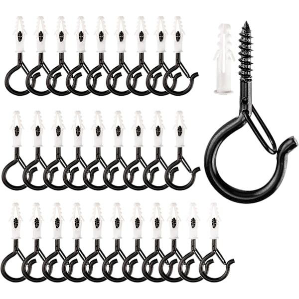 Utomhusskruvkrok, Väggmonterad takkrok (20-pack - Svart)