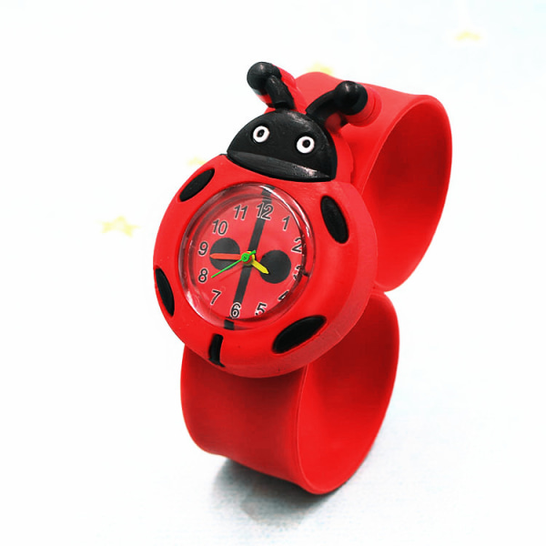 Børne tegneserieure armbåndsur, der indikerer Quartz elektronisk armbåndsur (mariehøne (rød)