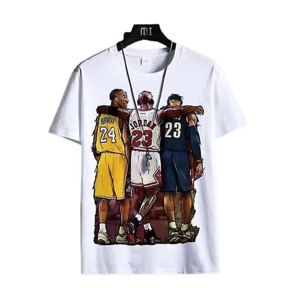 Kobe Bryant Michael Jordan och Lebron James T-shirt vit 2XL