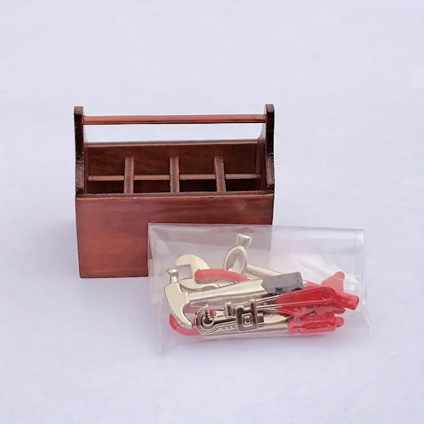 8 st, Mini verktygslåda set med reparationsverktyg modell - 1:12 Miniatyrfigurer för DIY-hantverk