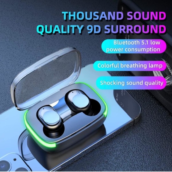 Bluetooth hörlurar i örat, trådlösa hörlurar med touchkontroller