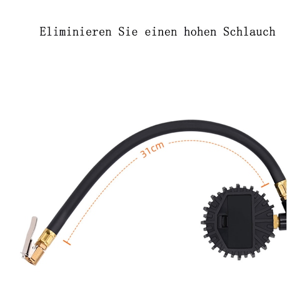Digital Däckpump med Däcktrycksmätare, LCD-skärm, Lufttrycksmätare, Tryckluft, Hög Precision