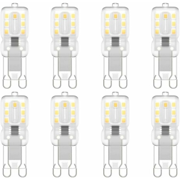 G9 LED-lampe, G9 LED 220V Naturlig hvit 3000K 3W halogenekvivalent 30W halogenlys 8-pakning - Perfet