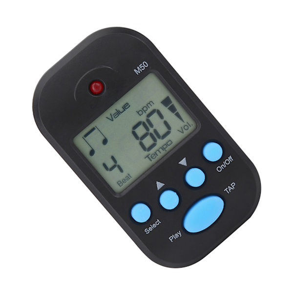 Mini Digital Beat Tap M50 Tempo Metronom Klips Musikinstrument (Svart)