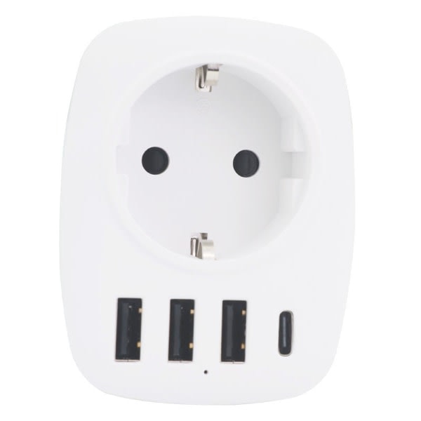 Multi-netværk USB-stik, multi-stik USB-oplader med 1 AC-udgang, 1 USB C og 3 USB-porte, stikkontakt kompatibel med iPhone/iPad, ideel til hjemmet