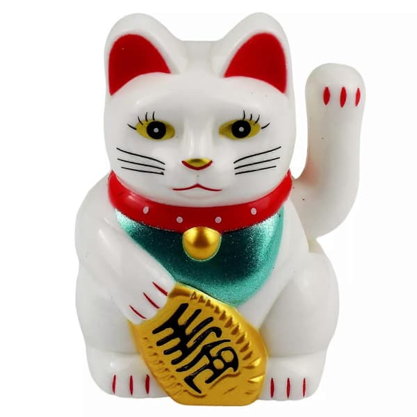 Lyckokatt Mini Maneki-neko Vinkande Katt Solar 5cm (LGL) White