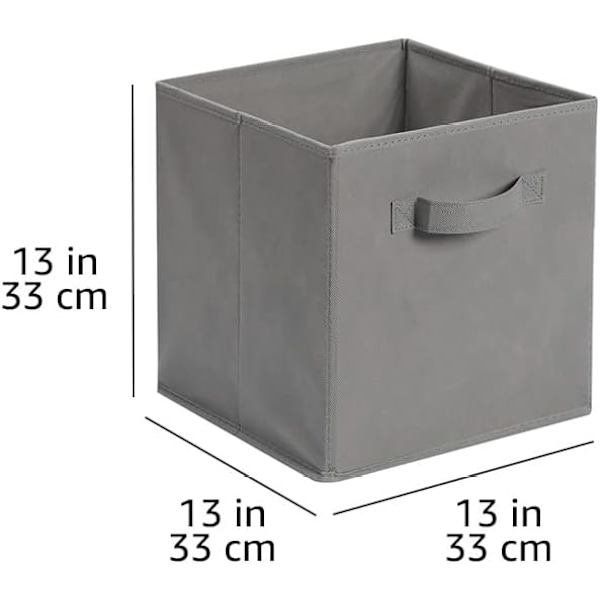 Amazon Basics kokoontaitettavat kangaskorit säilytyskuutiot kahvoilla, tukevat, harmaat, 33 x 33 x 33 cm, 3 kpl