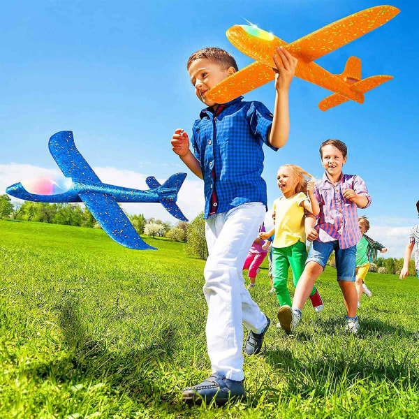 Pack LED Light Airplane 48cm Throwing Foam Plane Outdoor Sports Backyard Birthday Party Kids Optimal Gifts