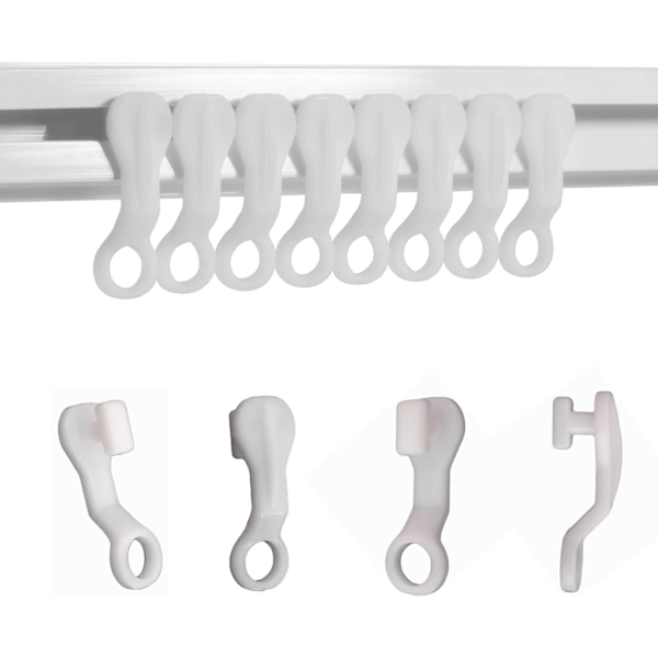 Glidkrokar Vita Plastgardinkrokar, 50-pack