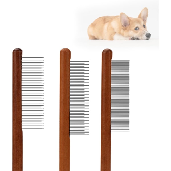 3pcs Grooming Comb for Pets, Solid Wood Cat Combs with Rounded Teeth Pet Hair Comb