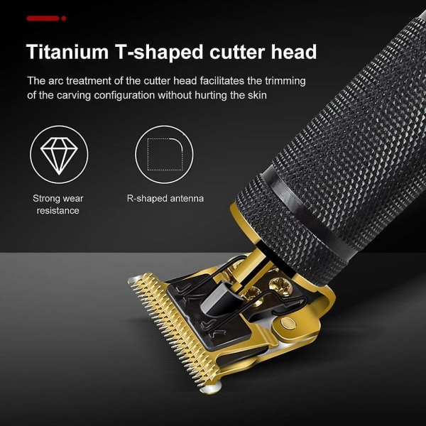 Miesten hiusleikkuri, Zero Gap -leikkurit hiusten leikkaamiseen, ladattavat T-Blade -vuoraukset 0 mm:n johdoton hiustenleikkurit miehille