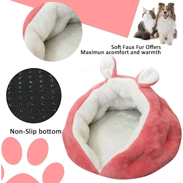 Katt/hundbädd djup sömn kattsoffa för vinter mjuk och bekväm husdjur MZ127 (50 * 50 * 35CM, rosa)