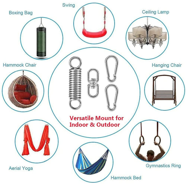 Tungt sekkhengerssett, rustfritt stål svingkjede med karabinkroker og fjær for slagsekk, treningsstudio, huske