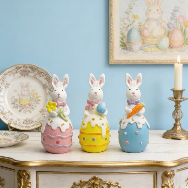 3 stk. påskeeggkaninfigurer - fargerik vårdekorasjon 3pcs Easter Egg Bunny