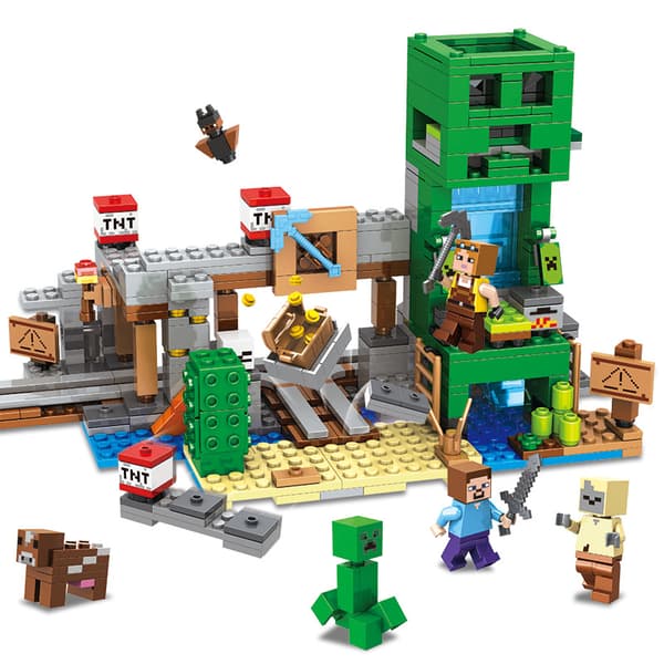 Creeper Cave Rakennuspalikkasarja | DIY-kokoamislelu **[Gr [Pig House]
