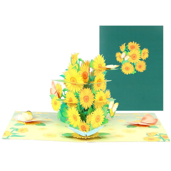 3d pop up mother's day card sunflower greeting card with envelope for mom wife