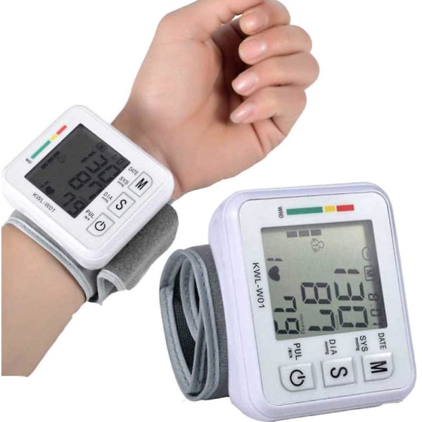 Automatisk blodtrycksmätare med bärbart case oregelbundet hjärtslag och justerbar handledsmanschett