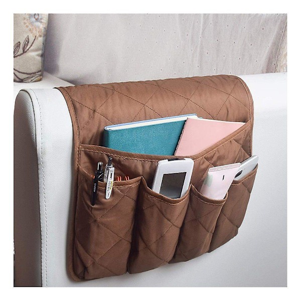 Soffa Armstöd Organizer Halksäker Caddy Väska för Soffa Armstöd Förvaringsväska för Telefon Böcker Tidningar TV-Fjärrkontroll brown