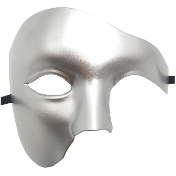1 stk Half Face Phantom Mask, Masquerade Mask Retro Phantom Of The Opera One Eye Half Face Costume (sølv)