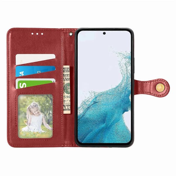 Læder Wallet Case med Stativ og Håndledsrem til Samsung Galaxy A56 5G - Grøn Rød{AZC] Red Multicolor