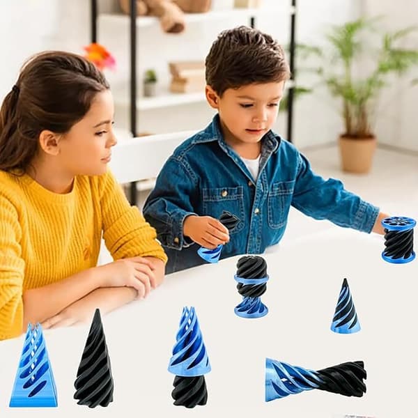 Pack Impossible Cones, Spiraalikartiot Fidget-lelu Mahdoton pyramidi päästä päähän -lelu blue