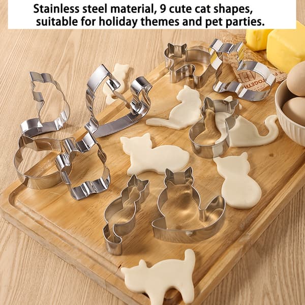 9 stk. 3D Katteudstikkere i Rustfrit Stål Dessertforme Kage Chokolade Bageværktøj 9pcs